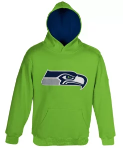 Alternative view of Toddler Neon Green Seattle Seahawks Fan Gear Primary Logo Pullover Hoodie