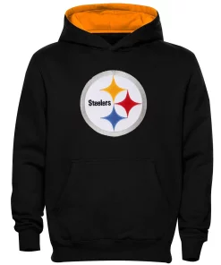 Alternative view of Pittsburgh Steelers Preschool Fan Gear Primary Logo Pullover Hoodie - Black