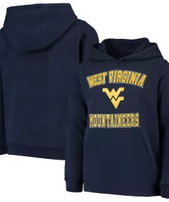 Alternative view of Youth Navy West Virginia Mountaineers Big Bevel Pullover Hoodie