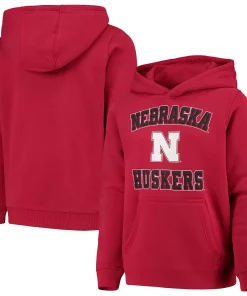 Youth Scarlet Nebraska Huskers Big Bevel Pullover Hoodie