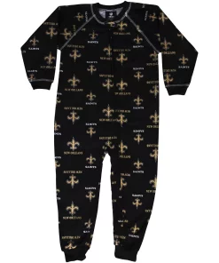 New Orleans Saints Toddler Piped Raglan Full Zip Coverall - Black