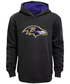Youth Black Baltimore Ravens Fan Gear Prime Pullover Hoodie