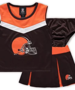 Girls Preschool Brown Cleveland Browns Two-Piece Spirit Cheer Cheerleader Set With Bloomers