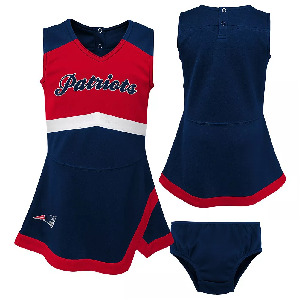 Girls Toddler Navy/Red New England Patriots Cheer Captain Jumper Dress 1 Girls Toddler Navy/Red New England Patriots Cheer Captain Jumper Dress