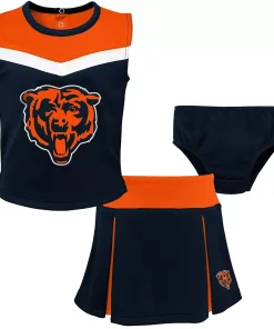 Girls Toddler Navy/Orange Chicago Bears Two-Piece Spirit Cheerleader Set with Bloomers