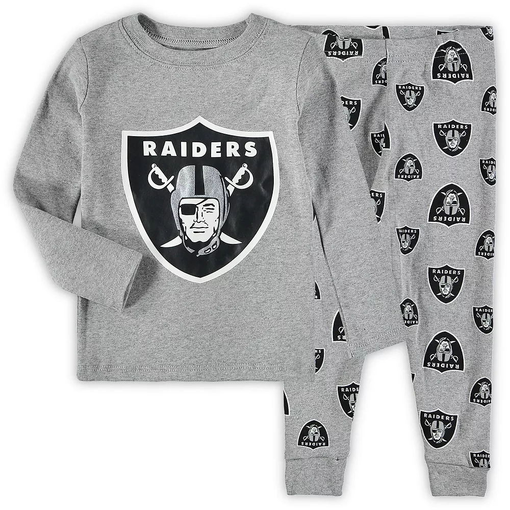 Toddler Heathered Gray Las Vegas Raiders Sleep Set 1 Toddler Heathered Gray Las Vegas Raiders Sleep Set