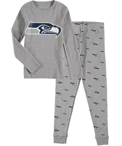 Youth Heathered Gray Seattle Seahawks Long Sleeve T-Shirt & Pants Sleep Set