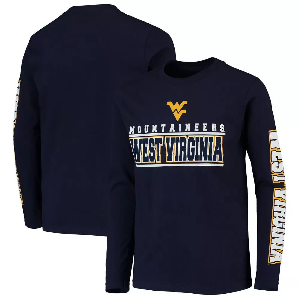 Youth Navy West Virginia Mountaineers Transition Two-Hit Long Sleeve T-Shirt 2 Youth Navy West Virginia Mountaineers Transition Two-Hit Long Sleeve T-Shirt - Image 2