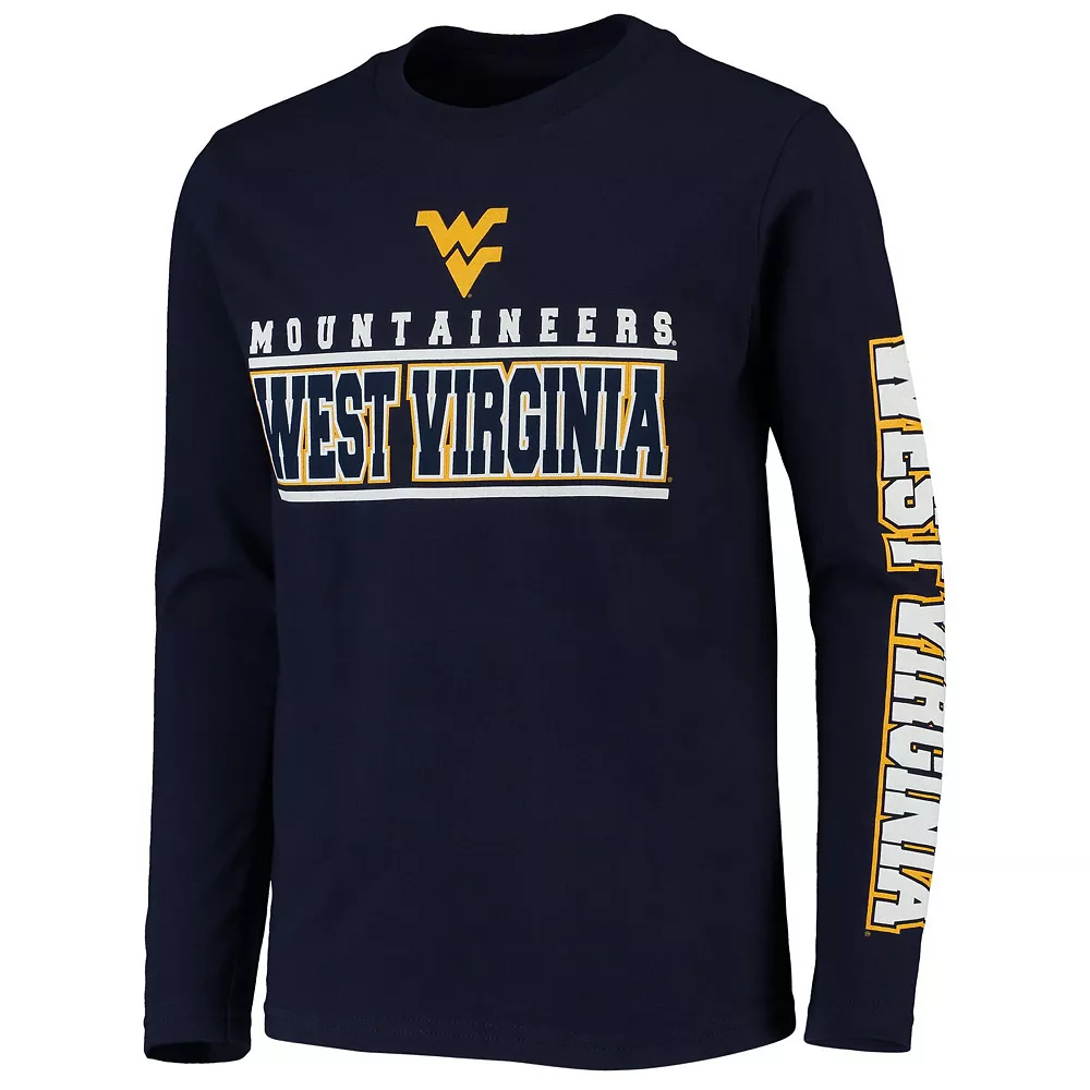 Youth Navy West Virginia Mountaineers Transition Two-Hit Long Sleeve T-Shirt 3 Youth Navy West Virginia Mountaineers Transition Two-Hit Long Sleeve T-Shirt - Image 3
