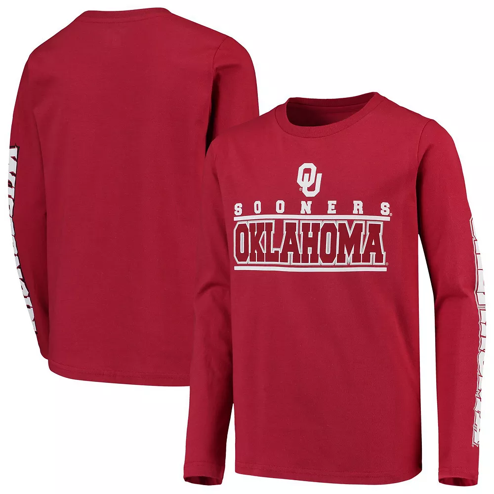 Youth Crimson Oklahoma Sooners Transition Two-Hit Long Sleeve T-Shirt 1 Youth Crimson Oklahoma Sooners Transition Two-Hit Long Sleeve T-Shirt