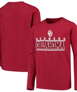 Alternative view of Youth Crimson Oklahoma Sooners Transition Two-Hit Long Sleeve T-Shirt