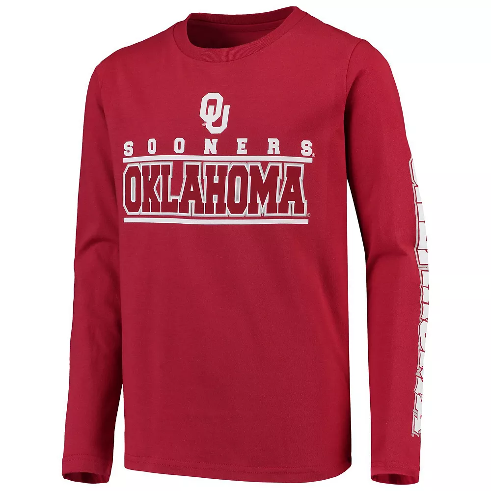 Youth Crimson Oklahoma Sooners Transition Two-Hit Long Sleeve T-Shirt 3 Youth Crimson Oklahoma Sooners Transition Two-Hit Long Sleeve T-Shirt - Image 3