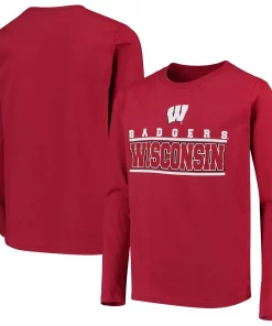 Alternative view of Youth Red Wisconsin Badgers Transition Two-Hit Long Sleeve T-Shirt