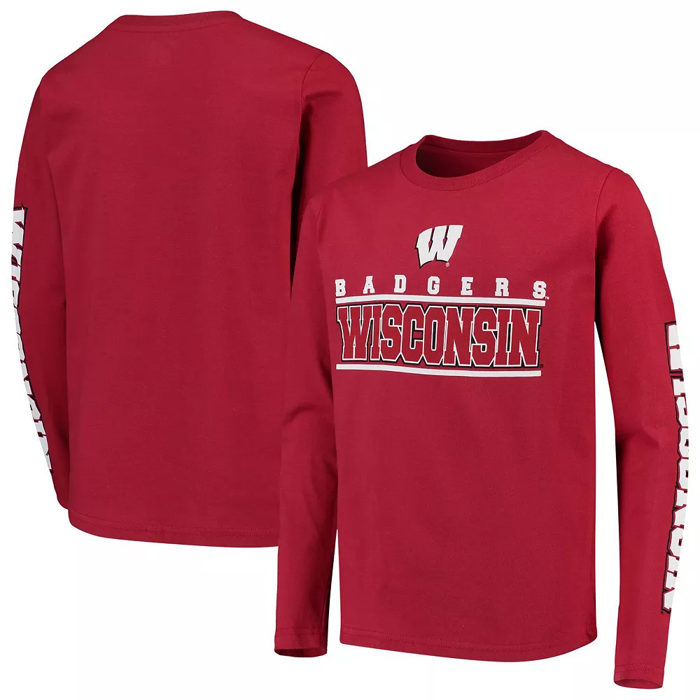 Youth Red Wisconsin Badgers Transition Two-Hit Long Sleeve T-Shirt 2 Youth Red Wisconsin Badgers Transition Two-Hit Long Sleeve T-Shirt - Image 2