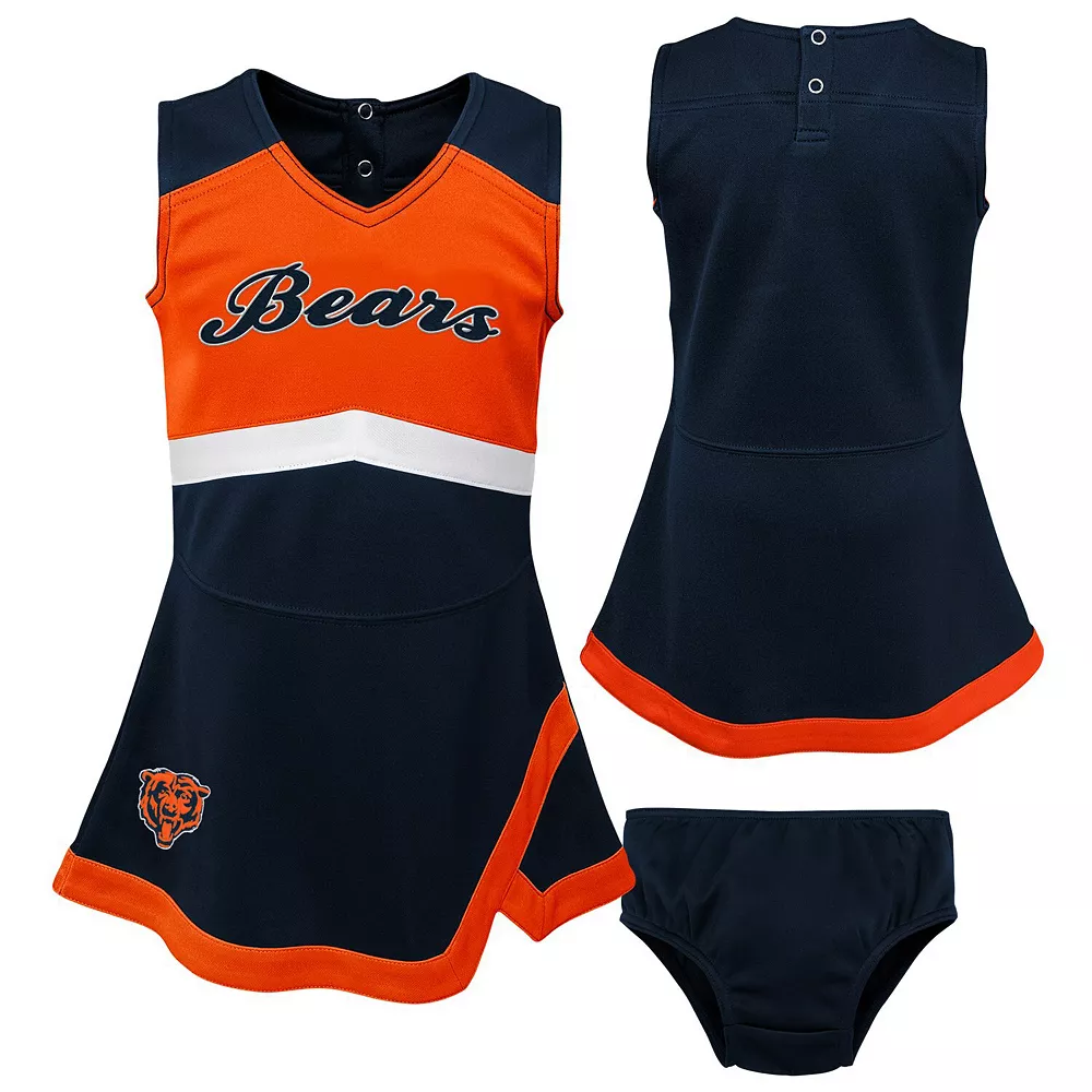 Girls Toddler Navy/Orange Chicago Bears Cheer Captain Jumper Dress 1 Girls Toddler Navy/Orange Chicago Bears Cheer Captain Jumper Dress