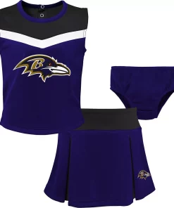 Girls Preschool Purple Baltimore Ravens Two-Piece Spirit Cheer Cheerleader Set With Bloomers