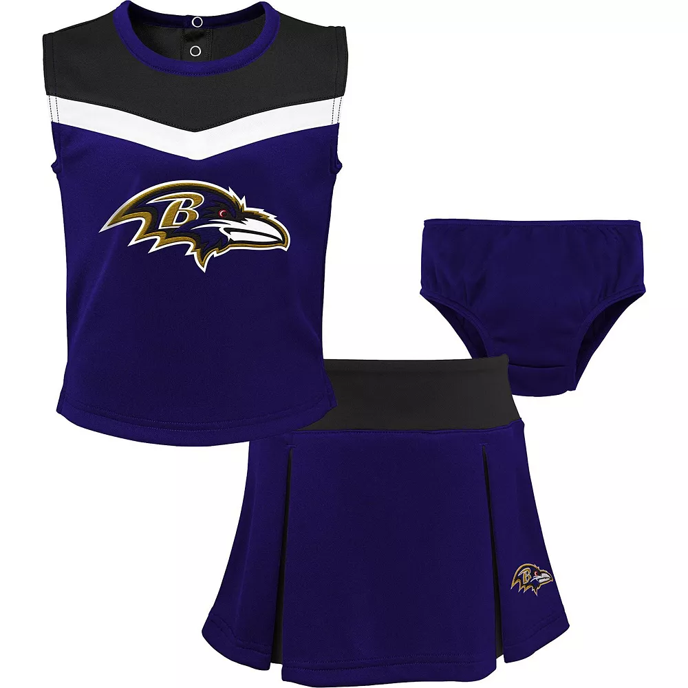 Girls Preschool Purple Baltimore Ravens Two-Piece Spirit Cheer Cheerleader Set With Bloomers 1 Girls Preschool Purple Baltimore Ravens Two-Piece Spirit Cheer Cheerleader Set With Bloomers