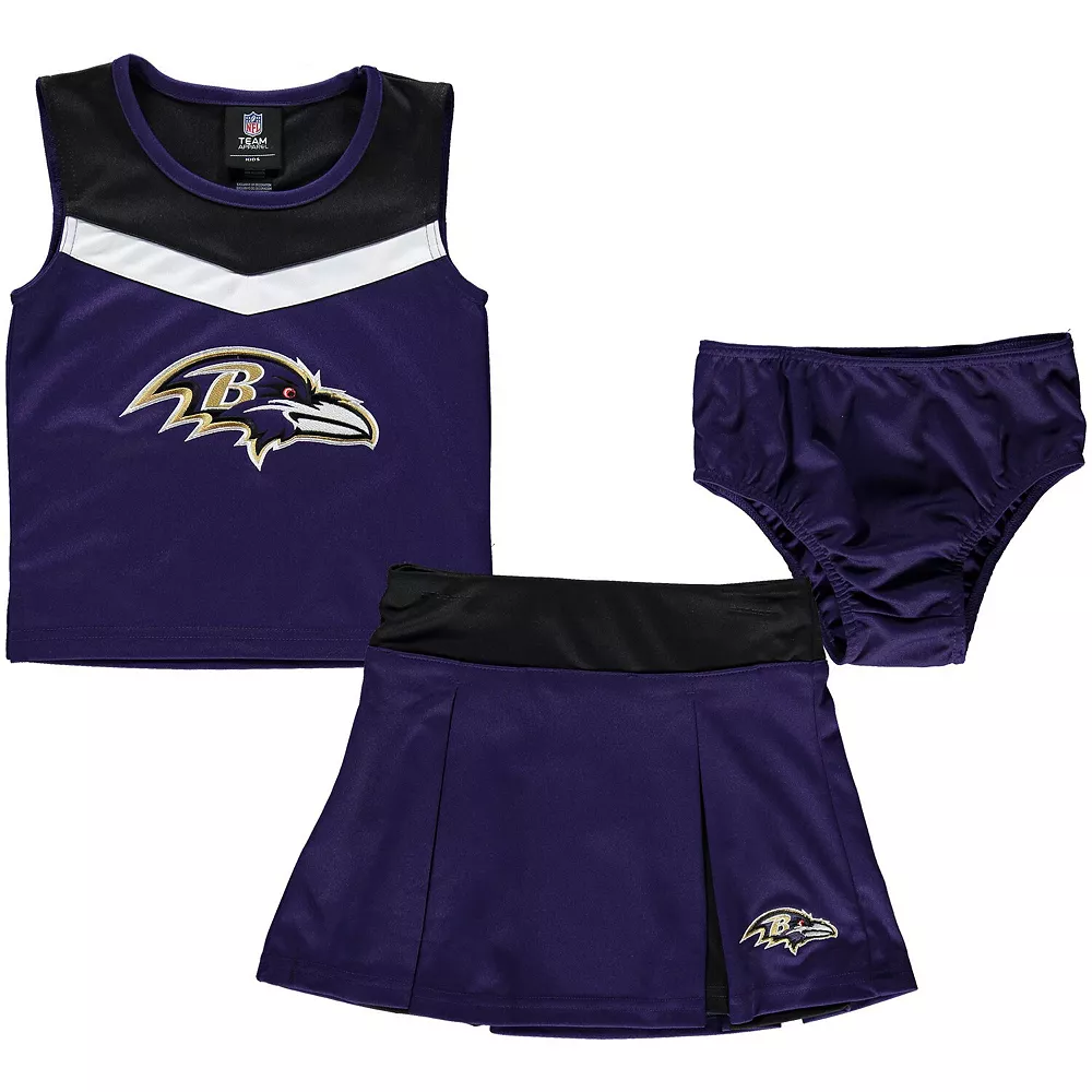 Girls Preschool Purple Baltimore Ravens Two-Piece Spirit Cheer Cheerleader Set With Bloomers 2 Girls Preschool Purple Baltimore Ravens Two-Piece Spirit Cheer Cheerleader Set With Bloomers - Image 2