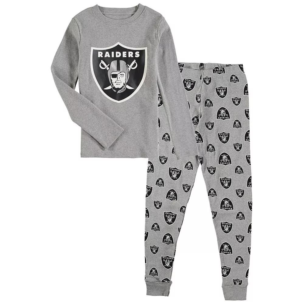 Preschool Heathered Gray Las Vegas Raiders Long Sleeve T-Shirt & Pants Sleep Set 1 Preschool Heathered Gray Las Vegas Raiders Long Sleeve T-Shirt & Pants Sleep Set