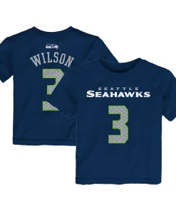 Preschool Russell Wilson College Navy Seattle Seahawks Mainliner Name & Number T-Shirt