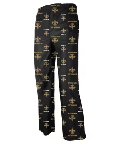 New Orleans Saints Preschool Allover Logo Flannel Pajama Pants - Black