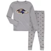 Youth Heathered Gray Baltimore Ravens Long Sleeve T-Shirt & Pants Sleep Set