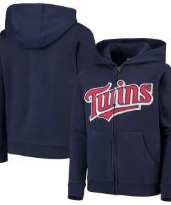Alternative view of Youth Navy Minnesota Twins Team Color Wordmark Full-Zip Hoodie