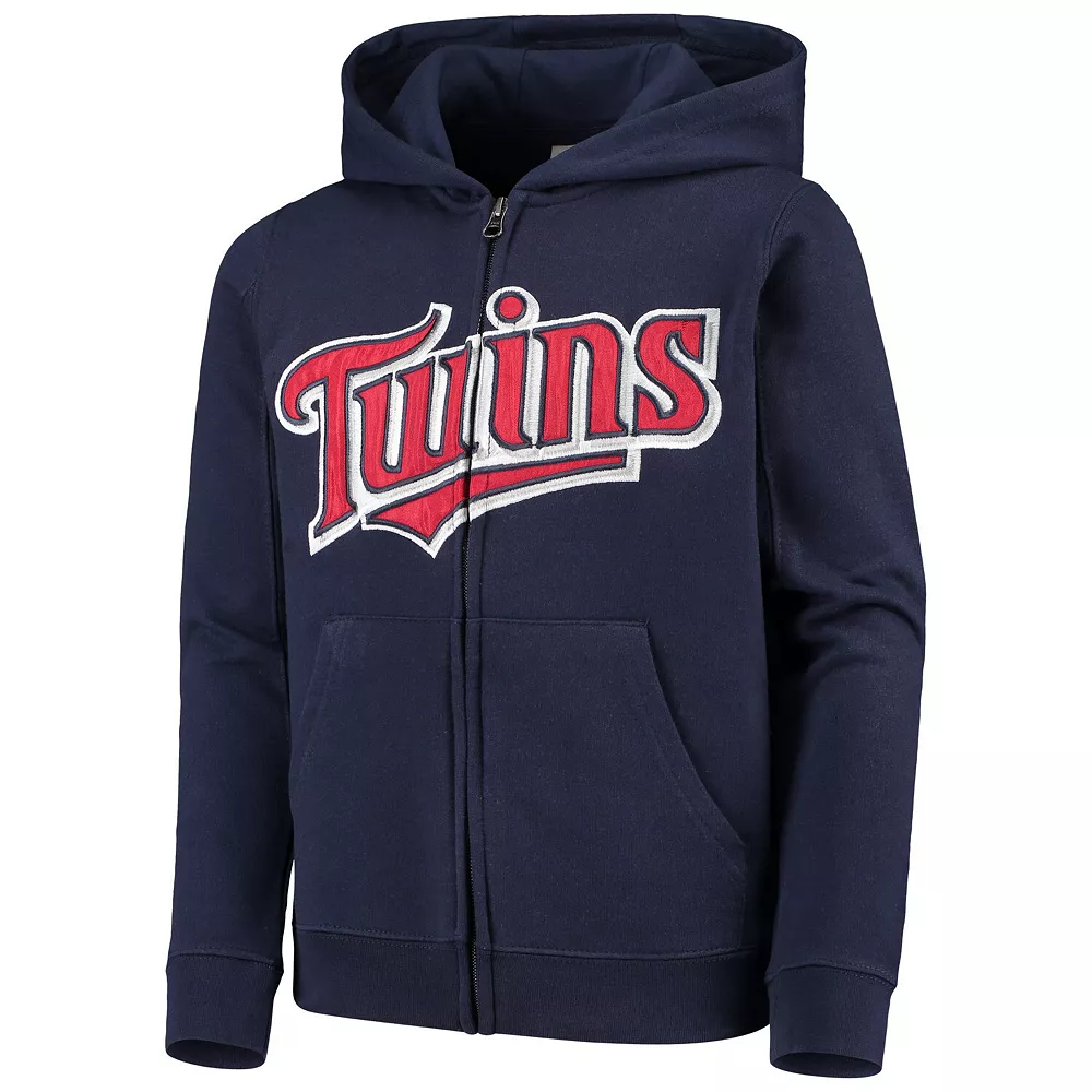 Youth Navy Minnesota Twins Team Color Wordmark Full-Zip Hoodie 3 Youth Navy Minnesota Twins Team Color Wordmark Full-Zip Hoodie - Image 3