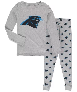 Preschool Heathered Gray Carolina Panthers Long Sleeve T-Shirt & Pants Sleep Set