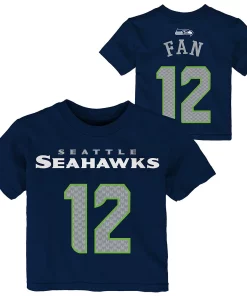 Alternative view of Preschool 12s College Navy Seattle Seahawks Mainliner Name & Number T-Shirt