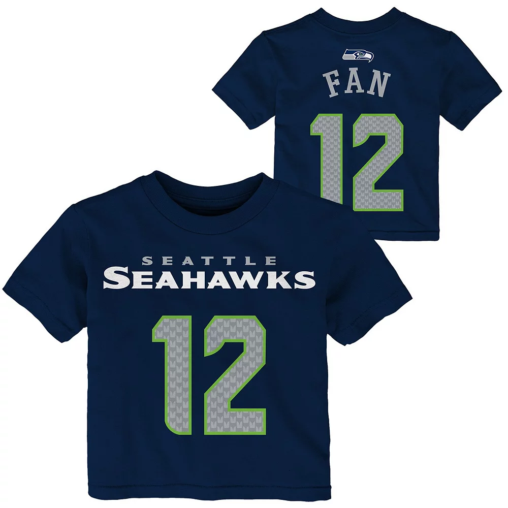 Preschool 12s College Navy Seattle Seahawks Mainliner Name & Number T-Shirt 2 Preschool 12s College Navy Seattle Seahawks Mainliner Name & Number T-Shirt - Image 2