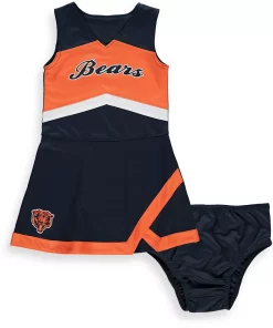 Girls Preschool Navy/Orange Chicago Bears Cheer Captain Jumper Dress