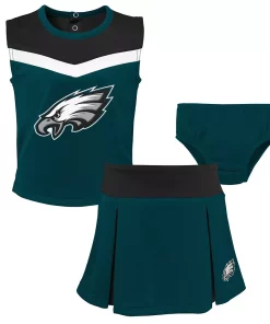 Girls Preschool Midnight Green Philadelphia Eagles Two-Piece Spirit Cheer Cheerleader Set With Bloomers