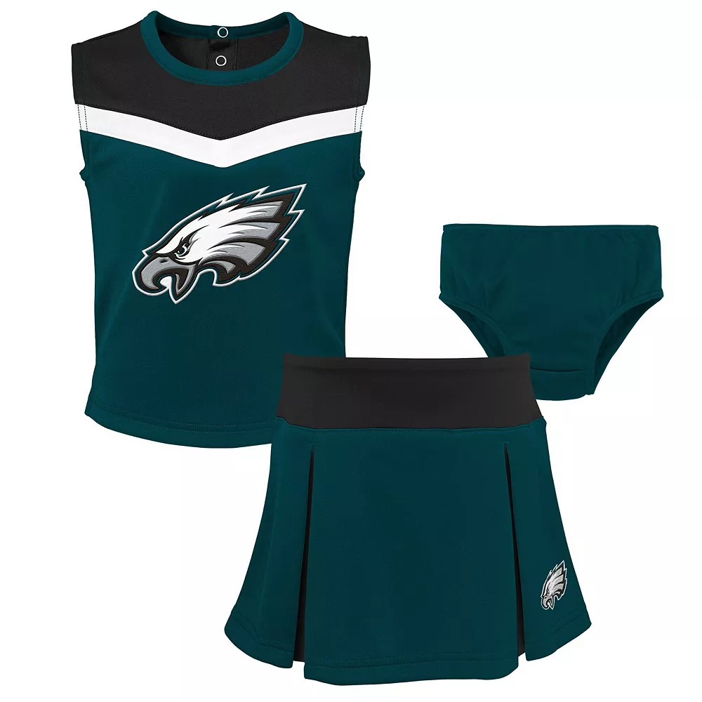 Girls Preschool Midnight Green Philadelphia Eagles Two-Piece Spirit Cheer Cheerleader Set With Bloomers 1 Girls Preschool Midnight Green Philadelphia Eagles Two-Piece Spirit Cheer Cheerleader Set With Bloomers