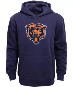 Chicago Bears Youth Primary Logo Team Color Fleece Pullover Hoodie - Navy Blue