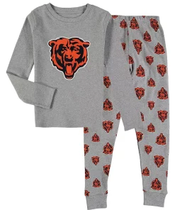 Preschool Heathered Gray Chicago Bears Long Sleeve T-Shirt & Pants Sleep Set