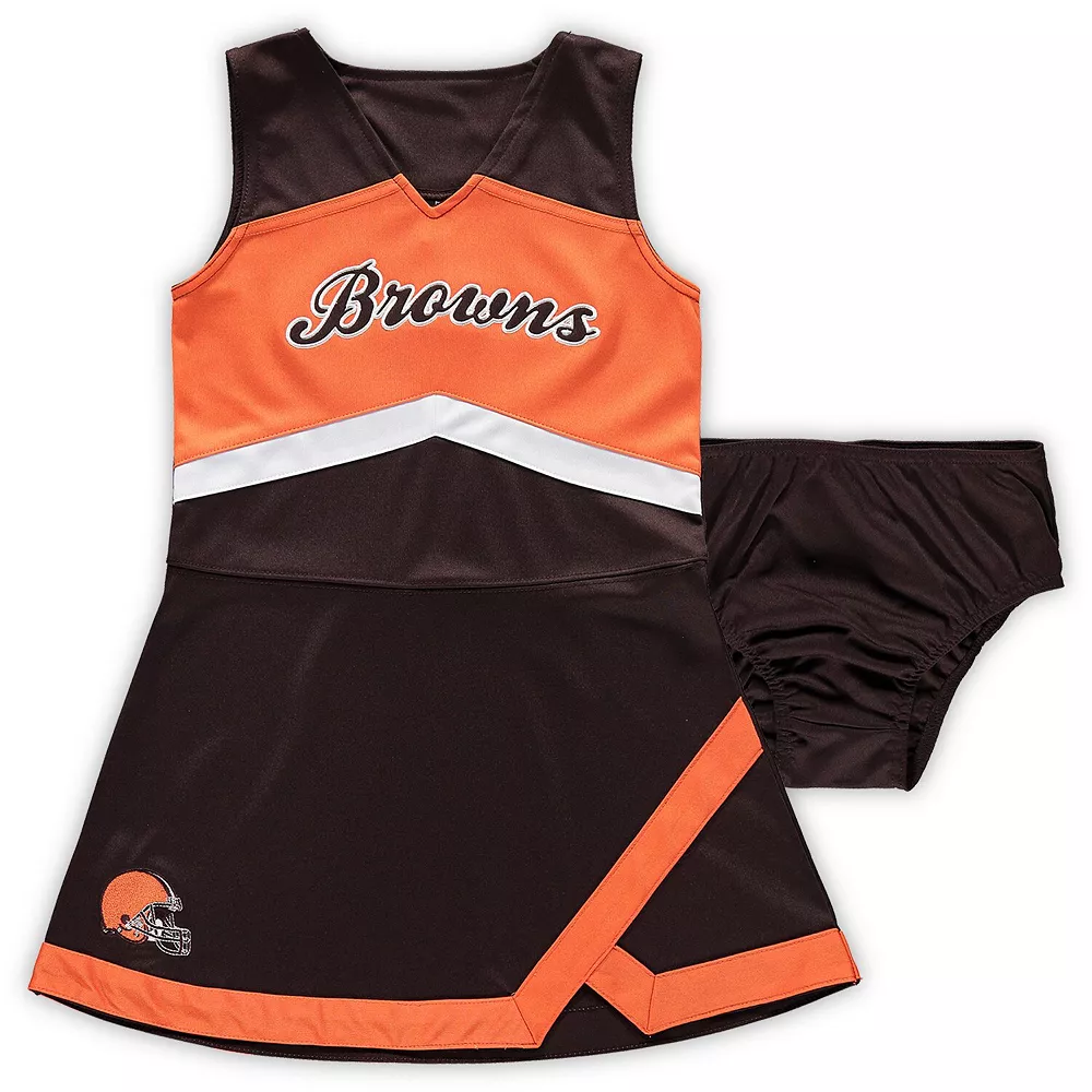 Girls Preschool Brown Cleveland Browns Cheer Captain Jumper Dress 1 Girls Preschool Brown Cleveland Browns Cheer Captain Jumper Dress