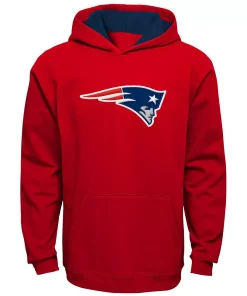 Youth Red New England Patriots Fan Gear Prime Pullover Hoodie