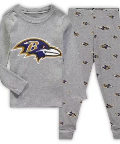 Toddler Heathered Gray Baltimore Ravens Sleep Set