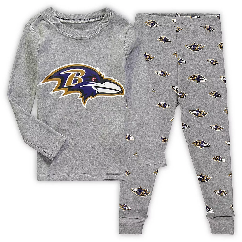 Toddler Heathered Gray Baltimore Ravens Sleep Set 1 Toddler Heathered Gray Baltimore Ravens Sleep Set