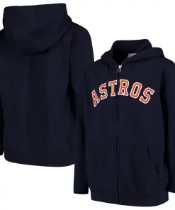 Alternative view of Youth Navy Houston Astros Team Color Wordmark Full-Zip Hoodie