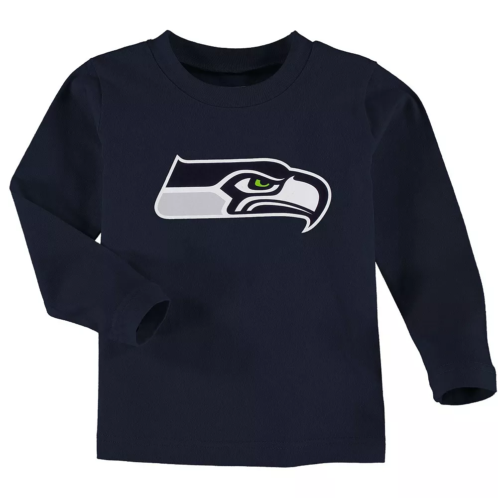 Seattle Seahawks Toddler Team Logo Long Sleeve T-Shirt - College Navy 1 Seattle Seahawks Toddler Team Logo Long Sleeve T-Shirt - College Navy