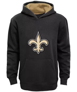 Youth Black New Orleans Saints Fan Gear Prime Pullover Hoodie