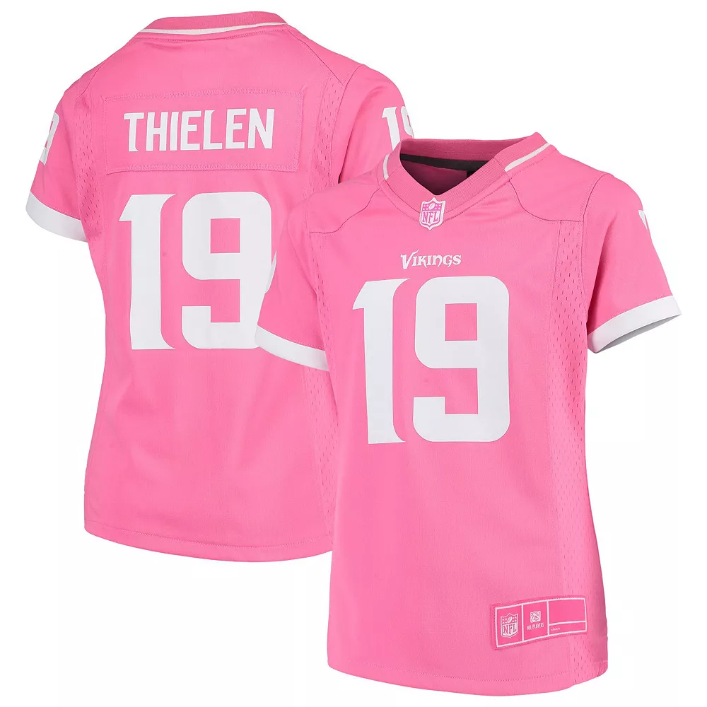 Girls Youth Adam Thielen Pink Minnesota Vikings Fashion Bubble Gum Jersey 1 Girls Youth Adam Thielen Pink Minnesota Vikings Fashion Bubble Gum Jersey