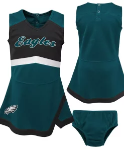 Girls Toddler Midnight Green/Black Philadelphia Eagles Cheer Captain Jumper Dress