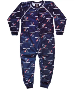 Houston Texans Toddler Piped Full Zip Raglan Coverall - Navy Blue