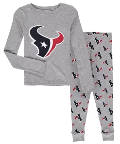 Youth Heathered Gray Houston Texans Long Sleeve T-Shirt & Pants Sleep Set