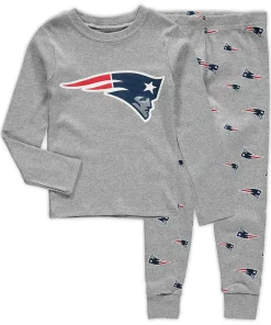 Toddler Heathered Gray New England Patriots Sleep Set