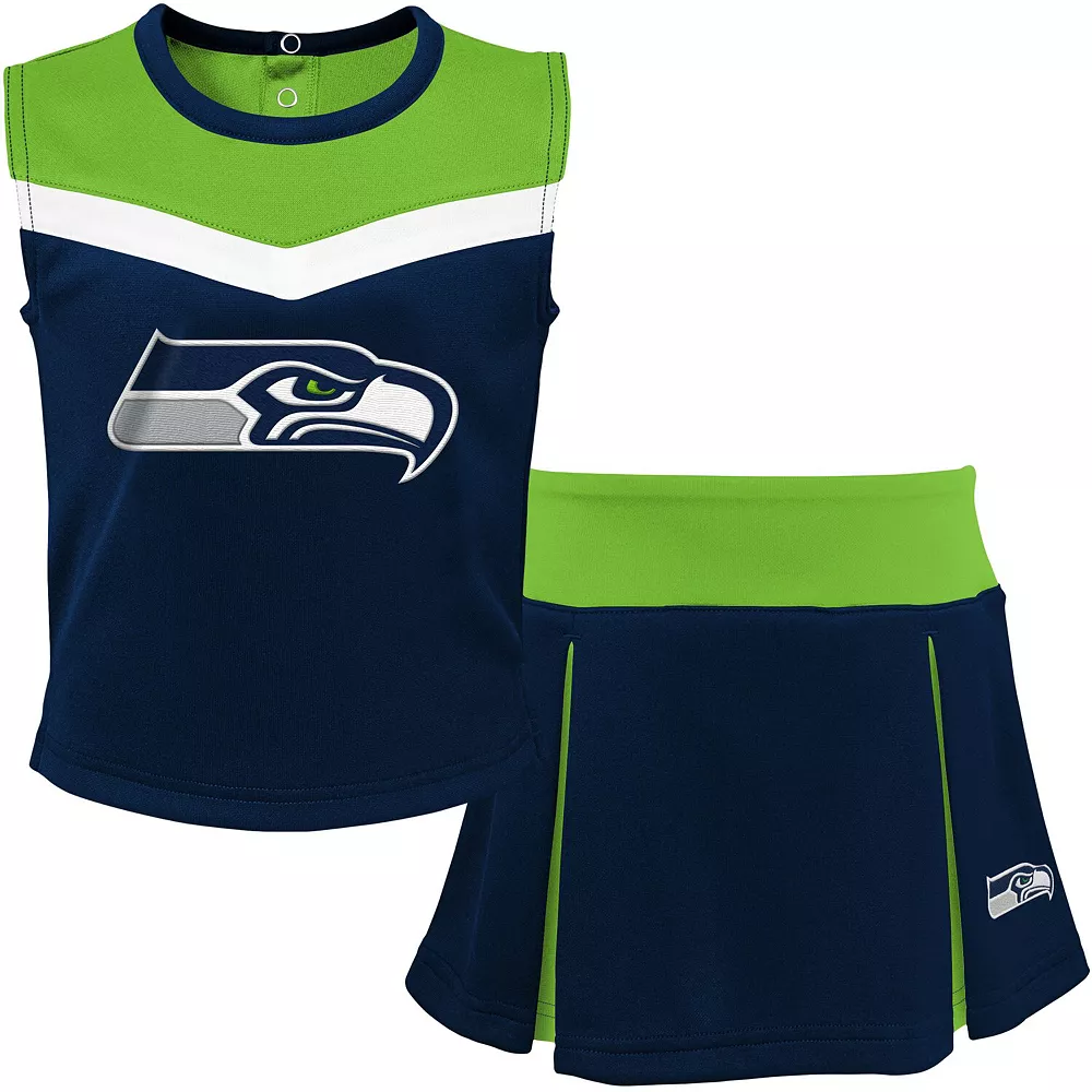 Youth College Navy/Neon Green Seattle Seahawks Two-Piece Spirit Cheerleader Set 1 Youth College Navy/Neon Green Seattle Seahawks Two-Piece Spirit Cheerleader Set