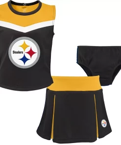 Girls Toddler Black/Gold Pittsburgh Steelers Two-Piece Spirit Cheerleader Set with Bloomers